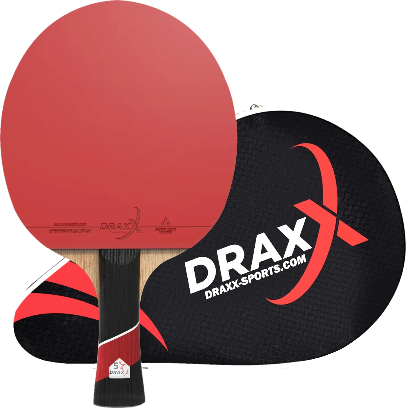 Raquette DRAXX Pro Carbon 5 Étoiles et sa housse renforcée